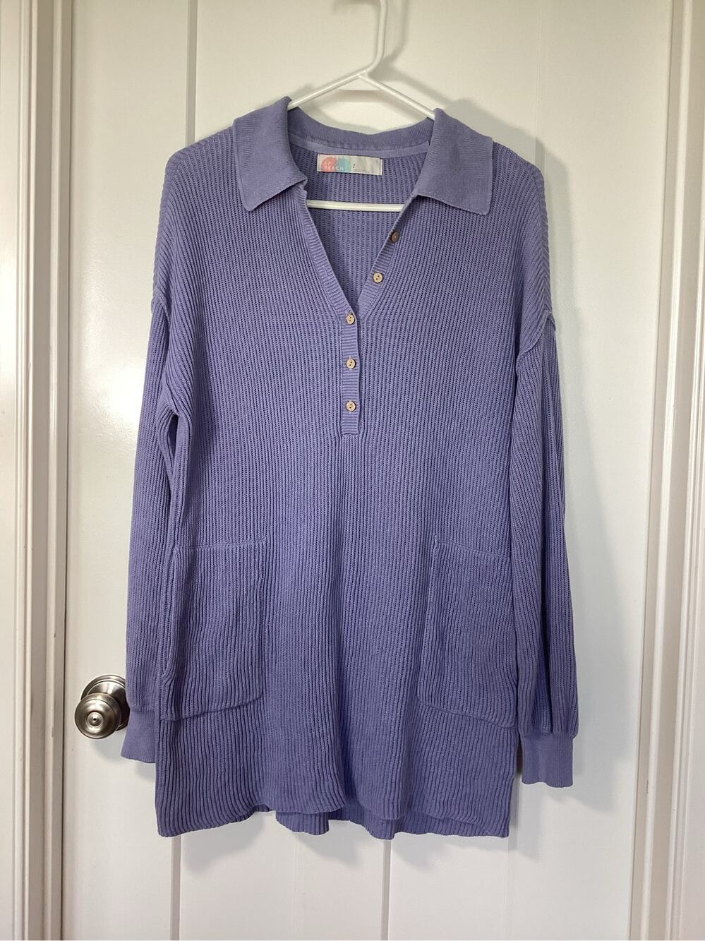 Free People beach picnic sweater Periwinkle Mini Dress womens size small